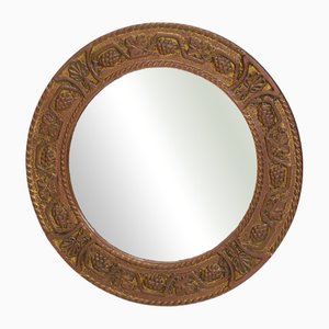 Runder Spiegel aus Messing, 1930er