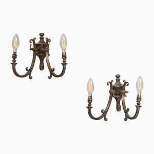 Brass Wall Lights, 1900s, Set of 2