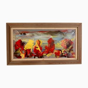 Gustav Selton, Abstract Composition, 1960s, Oil Painting, Framed