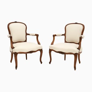 Set of French Walnut Salon Armchairs, 1920s