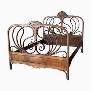 Letto queen-size in legno curvato di Jacob & Josef Kohn, Austria, inizio XX secolo