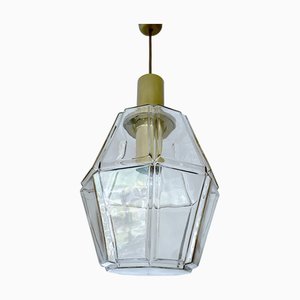 Große geometrische Vintage Hängelampe aus Glas von Limburg