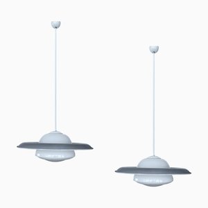 Lampes à Suspension Art Déco Bauhaus en Verre, 1930s, Set de 2