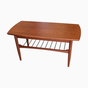 Danish Teak Coffee Table with Magazine Rack, 1960s