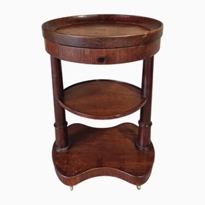 Carrello Empire in legno di acacia con cassetto e ruote in ottone, Francia, anni '30