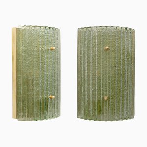 Modern Brass and Murano Glass Grit Sconces, 2000, Set of 2