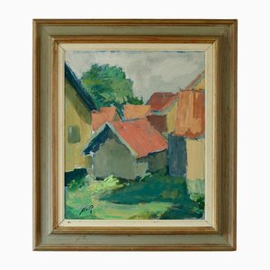 Gösta Asp, Cabine, anni '50, dipinto a olio, con cornice