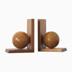 Fermalibri Mid-Century moderni in legno, anni '50, set di 2