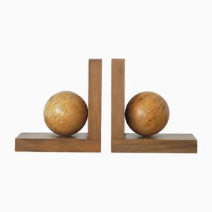 Fermalibri Mid-Century moderni in legno, anni '50, set di 2