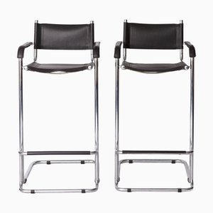 Italian Chromed Metal Frame Cantilever Chairs with Artificial Leather Seats, 1990s, Set of 2