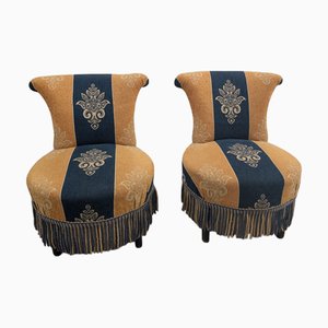 Sessel aus Senfgelbem & Blauem Stoff, 1950er, 2er Set