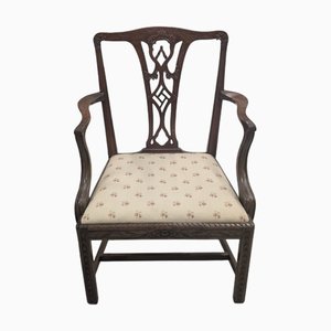 Fauteuil en Noyer et Tissu, Fin du 18ème Siècle