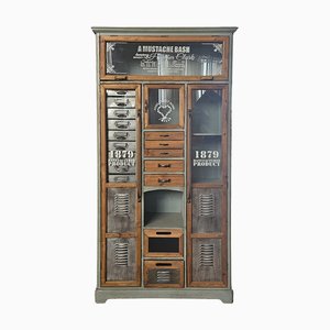 Vitrine aus Metall & Holz, 1980er