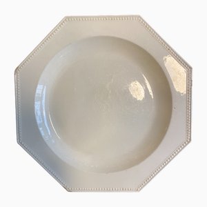 Achteckiger Servierteller aus Fayence, Creil-Montereau, Frankreich, 19. Jh.