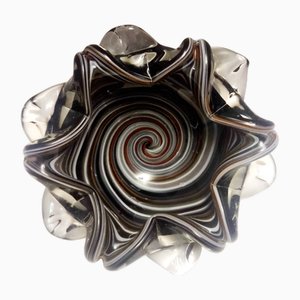 Cendrier Vintage en Verre Murano Noir par Fratelli Toso, 1950s