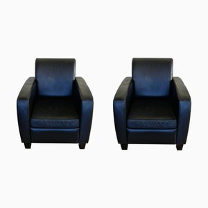 Poltrona Art Deco in pelle nera