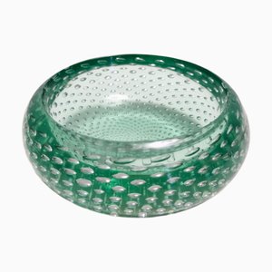 Vintage Aquamarine Bullicante Murano Glass Ashtray, 1960s