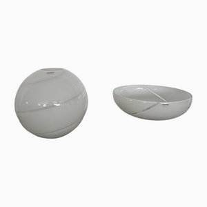 Glass Bowl and Sphere Vase by Alfredo Barbini for Murano, 1970s, Set of 2