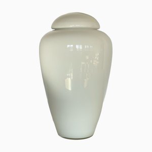 White Layered Vase with Murano Glass Stopper, 1990s