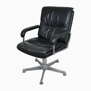 Leather Swivel Chair with Armrests from Draebert, Germany, 1970s