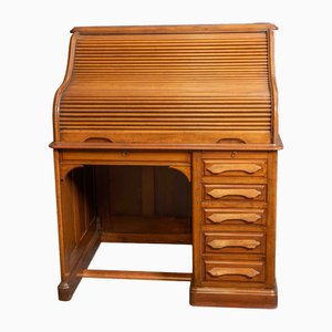 Edwardian Walnut Roll Top Desk, 1890s