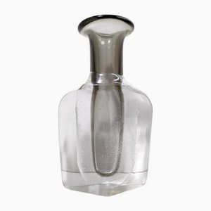 Transparent and Grey Sommerso Murano Glass Vase, 1980s