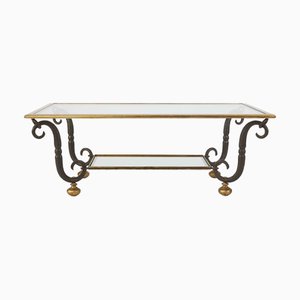 Fiorentino Coffee Table in Golden Iron and Crystal on Two Levels from Banci Firenze, 1980s
