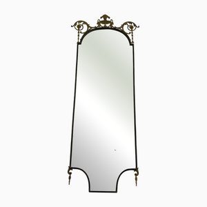 Narrow and Long Italian Brass Wall Mirror, 1930s