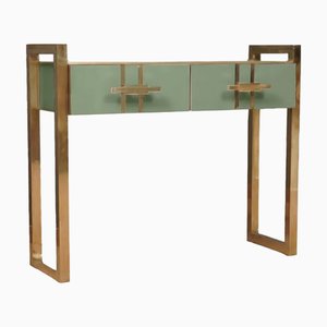 Grüne Konsole aus Muranoglas mit Messinggriffen und Beinen von Justfurnituress Designer