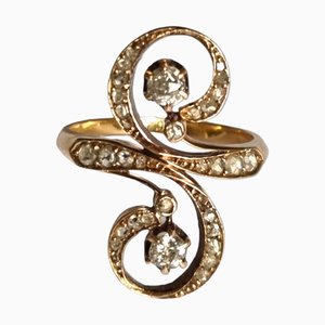 Bague Art Nouveau / Belle Epoque en Or 18 Carats et Diamants, 1900s