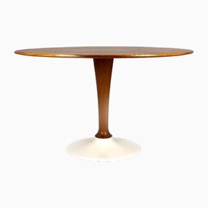 Mid-Century Modern Round Walnut Tulip Dining Table from Dřevotvar Jablonné Nad Orlicí, 1960
