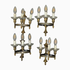 Vintage Wandlampen mit Lampen, 1950er, 4er Set