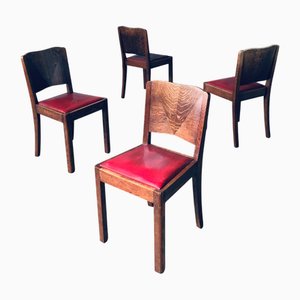 Art Deco Dining Chair Set, Belgium, 1920s, Set of 4