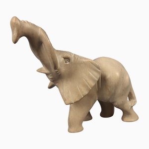 Vintage Elephant Sculpture in Beige Stone, 1970s