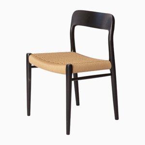 Model 75 Chair in Black Oak with Danish Cord from J.L. Møllers, 1960s