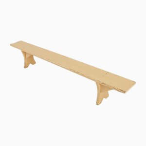 Banco rústico de madera beige hecho a mano, Francia, década de 1900