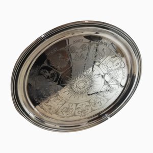 Bandeja Fleuron vintage con signos del zodiaco, Francia, años 70