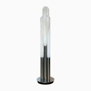 Lampada da terra in vetro e acciaio di Mazzega, anni '70