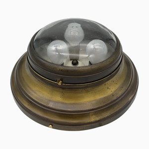 Wall Light in Brass and Glass, 1950s