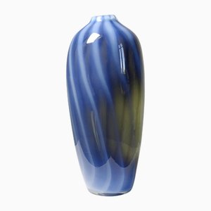 Vintage Smoked Glass Vase with Murano Soap Bubble Opaline