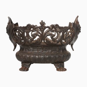 Cast Iron Planter Decorated with Masks and Lion Paws, France, 1850s