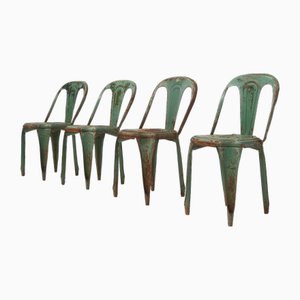 Vintage Green Model A Chairs from Tolix, France, 1950s, Set of 4