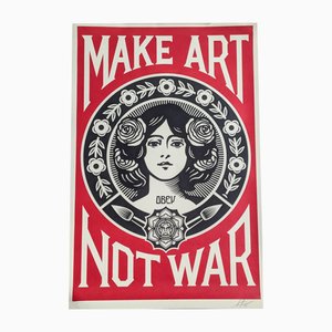 Shepard Fairey (Obey), Make Art Not War, Litografía firmada a mano, década de 2000