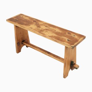 Mid-Century Rustic Wooden Bench, France, 1900s