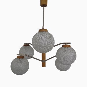 Typ 464 Glass & Wood Ceiling Lamp from Temde, Switzerland, 1960s