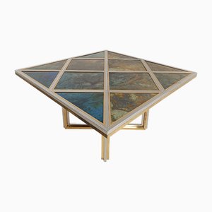 Dining Table in Acrylic Glass, Brass & Chromed Metal by Romeo Rega, Italy, 1970s
