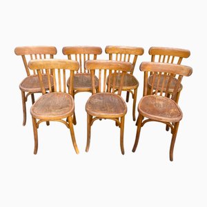 French Baumann Bistro Chairs, 1950s, Set of 7