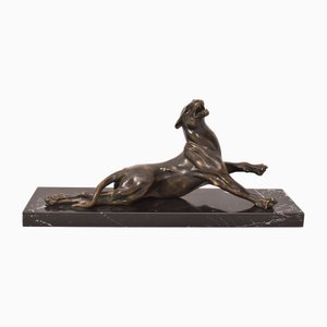 Charles Valton, Wounded Lioness, 1800s, Bronze on Marble Base
