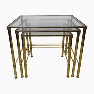 Brass Tris Tables, Italy, 1970s, Set of 3
