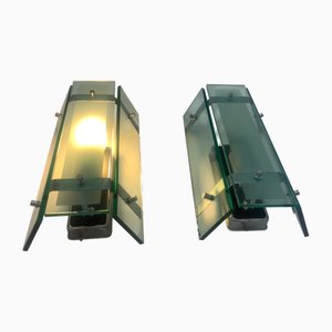 Glas Wandlampen von Veca, Italien, 1970er, 2er Set